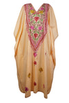 Womens Peach Embellished Kimono Kaftan, Kaftan Maxi Dress, Bohemian Caftan Dress, L-3XL