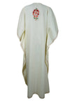 Womens Maxi Caftan Dress, Lime Yellow Embroidery Dress, Loose Housedress, Cotton Caftan, Resort Wear, Gift For Mom 3XL