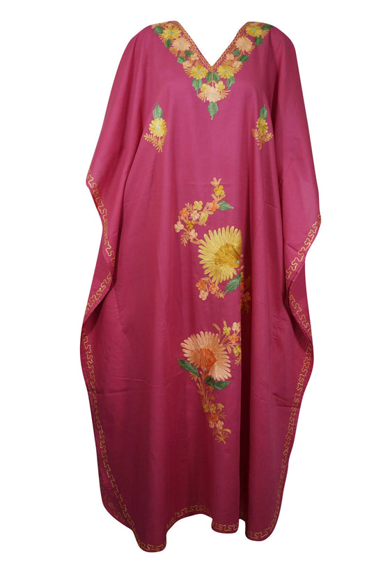 Womens Pink Kimono Kaftan Maxi Dress, Pink Cotton Caftan Dresses, L-3XL