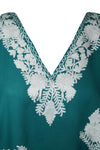 Womans Maxi Kaftan Dress Teal Kashmiri Embroidered Boho Caftan Dresses 3XL