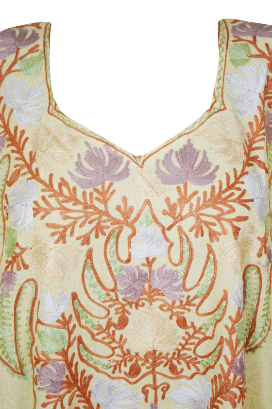 Kaftan for Women Floral Embroidery Loose Holiday Housedress Caftan 4XL