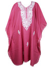 Women's Kaftan Dress – Passionate Plum with Dahlia Floral Embroidery Boho Caftan L-4XL