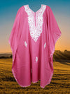 Women's Kaftan Dress Passionate Plum Dahlia Embroidered Floral Mid Calf Kaftans L-4XL