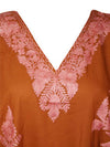Kaftan for Women Embellished Orange Floral Midi Kaftan, L-4XL