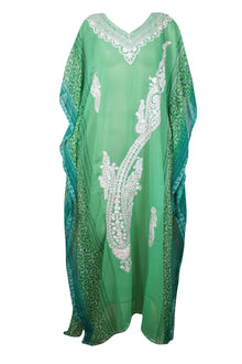 Womens Green Cruise Caftan Dress, Maxi Dresses, Embroidered Kaftan Dress, Travel Maxi, Summer Maxi Dresses, L-4XL One size