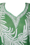 Women's Sea Green Sheer Embroidered Kaftan – Maxi Dress & Elegant Gift Idea One size