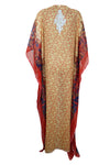 Cruise Kaftan Travel Dress, Womens Maxi Caftan Dresses, Orange Floral Embroidered Sheer Beach Coverup, L-4XL One Size