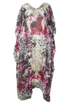  Bohemian Beach Kaftan Maxi Dress – Pink & Black Soft Georgette Long Caftan L-4XL