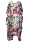 Women Beach Kaftan Maxi Dress, Pink Black Soft Georgette Long Caftan Gown, Bohemian Dresses, Oversize Dress, Gift One size L-4XL