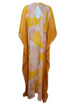 Womens Travel Kaftan Maxi Dress, Bohemian Orange Pink Caftan, Embroidered GEORGETTE Summer Resort Wear, Beach Dresses, Long Caftan L-4XL
