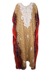 Cruise Maxi Dress Orange Beige Georgette Embroidered Kaftan L-4XL