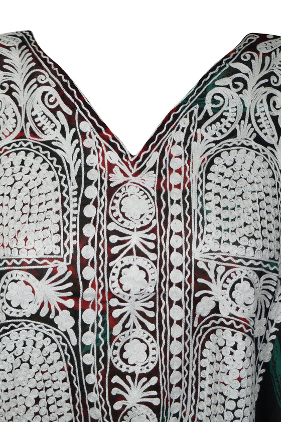 Green Embroidered Kaftan – Effortless Boho Dress for Women L-4XL