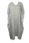 White & Gray Embroidered Caftan – Elegant Women’s Cruise Kaftan L-4XL