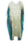 Beige Embroidered Kaftan – Flowy Maxi Muumuu Dress for Women L-4XL