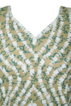 Beige Embroidered Kaftan – Flowy Maxi Muumuu Dress for Women L-4XL