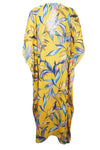 Womens Summer Caftan Yellow White Embroidered Kaftan L-4XL