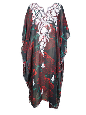 Womens Summer Holiday Kaftan Black Rose Kimono Caftan L-4XL