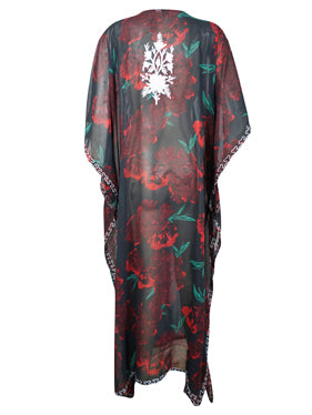 Womens Summer Holiday Kaftan Black Rose Kimono Caftan L-4XL