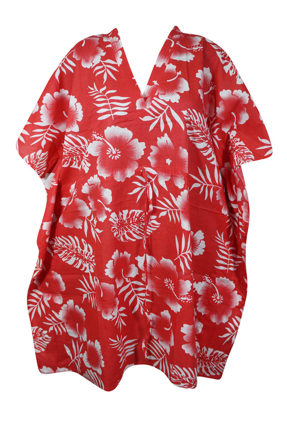 
Red Floral Travel Kaftan – Lightweight Summer Dress S/M
