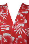 Red Floral Travel Kaftan – Lightweight Summer Dress S/M