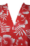 Travel Kaftan Dress, Red Floral Summer Kaftan S/M