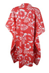 Travel Kaftan Dress, Red Floral Summer Kaftan S/M