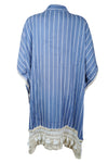 Travel Kaftan Dress Blue Summer Cotton Dress S/M/L