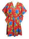 Women's Red Floral Kaftan – Breezy Beach Dress  L-3XL