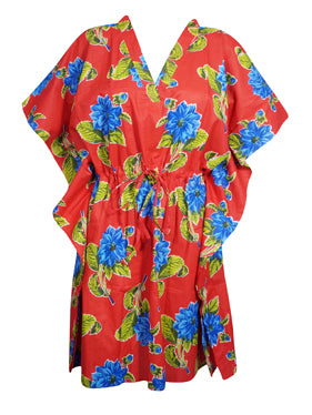 Women's Red Floral Kaftan – Breezy Beach Dress  L-3XL