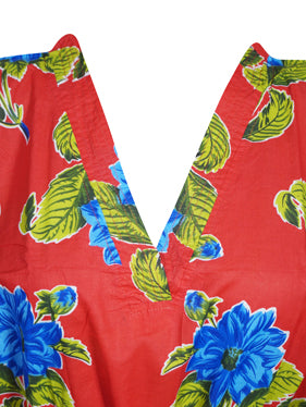 Womens Red Floral Beach Kaftan Dress  L-3XL