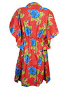 Womens Red Floral Beach Kaftan Dress  L-3XL