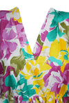 Handmade Short Cotton Kaftan – Pink & Yellow Printed Caftan Dress L-3XL