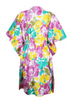 Handmade Short Cotton Kaftan – Pink & Yellow Printed Caftan Dress L-3XL