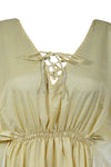 Womens Short Beach Caftan Dress,  Golden Printed Kaftan M-XL