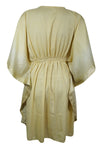 Womens Short Beach Caftan Dress,  Golden Printed Kaftan M-XL