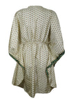 Womens Beach Caftan Dress, Beige Green Printed Kaftan M-XL