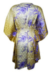 Beach Kaftan, Olive Green Blue Floral Summer Recycle Sari Dress M-XL