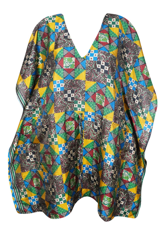 Womens Travel Kaftan Midi Caftan Dress, Colorful Printed Kaftan Dresses L-3XL