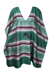Women’s Green Printed Summer Kaftan – Recycled Silk Tunic Dress M-XL