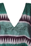 Women's Summer Kaftan Green Printed Recycle Silk Tunic  M-XL