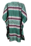 Women’s Green Printed Summer Kaftan – Recycled Silk Tunic Dress M-XL