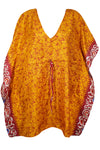 Womens Recycle Sari Dresses Orange Print Loose Dress M-XL