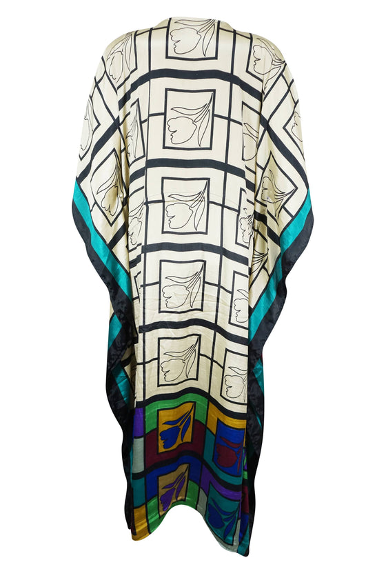 Multicolor Kaftan Boho Maxi Silk Caftan Beach Cover Up Resort Wear