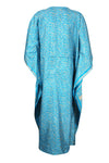 Maxi Kaftan Floral Blue Kimono Beach Caftan Silk Resort Wear 2XL