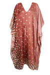 Rosewood Pink Floral Kaftan Dress – Women's Beach Cover-Up, Perfect Gift for Mom