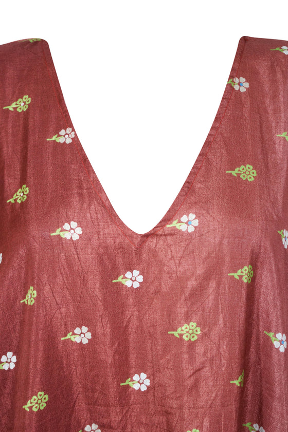 Rosewood Pink Floral Kaftan Dress – Women's Beach Cover-Up, Perfect Gift for Mom L-2XL