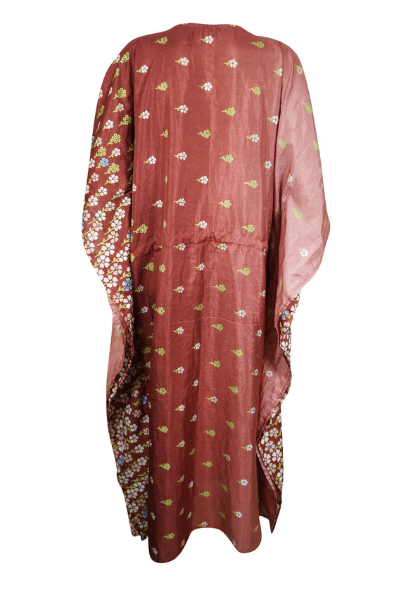 Rosewood Pink Floral Kaftan Dress – Women's Beach Cover-Up, Perfect Gift for Mom L-2XL