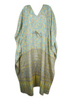 Sky Blue Yellow Floral Caftan,