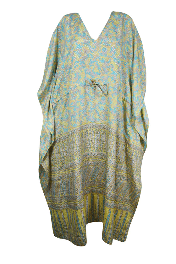 Sky Blue Yellow Floral Caftan,