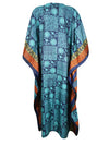 Womens Kaftan Dresses Orange Sea Blue Floral Printed Dresses L-2XL